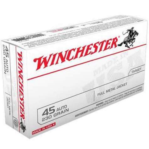 Winchester USA 45 ACP AUTO 230 Grain FMJ 50 Rounds – Lohman Arms