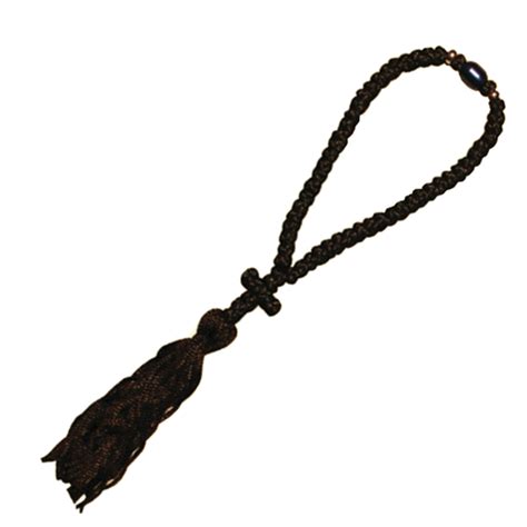 Prayer Rope, 50 knots with knot cross and tassel (black with blue bead) - Ancient Faith Store