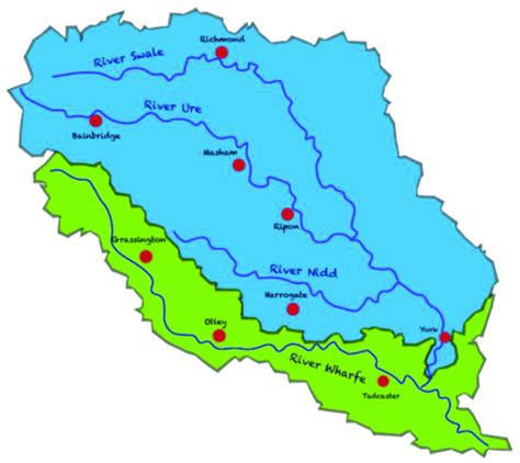 Dales to Vales River Network showing the Wharfe and Lower Ouse ...