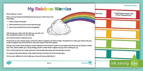 My Rainbow Worries Worksheet (teacher made) - Twinkl