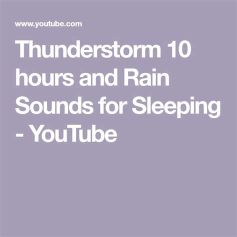 Thunderstorm 10 hours and Rain Sounds for Sleeping - YouTube | Relaxing ...