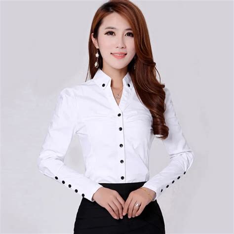 2016 Spring New Women's Formal Shirts Long Sleeve Cotton Shirt Suit Women Slim OL Like Office ...