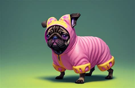 Premium Photo | Cute pug puppy in costume little dog in clothes generative ai