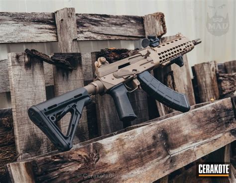 Custom AK-47 Rifle coated in Patriot Brown, Mud Brown and MagPul FDE by DAVID | Cerakote