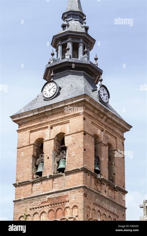 clock and bell tower in a medieval Spanish city Stock Photo - Alamy