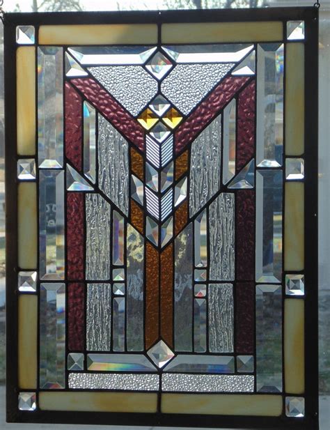 Stained Glass Window Hanging 22 X 17 3/4 Brass frame edging | Etsy