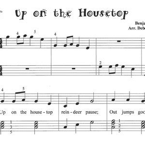 Up on the Housetop Easy Piano, Beginner Christmas Piano, up on the Housetop Sheet Music, Piano ...