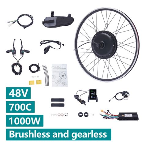 700C Front Wheel E-Bike Electric Bicycle Conversion Kit 48V 1000W Hub Motor Aluminum Alloy ...