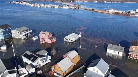 Drone video: Extreme flooding in Hampton Beach, NH; Police declare emergency