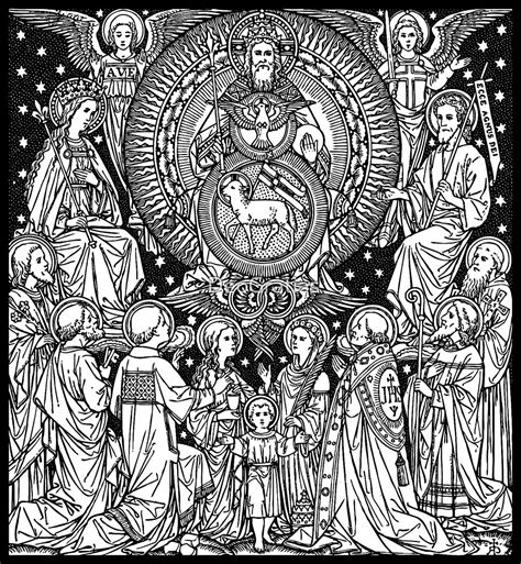 "Holy Trinity 02 | Line Art | Black & White | Father Son Holy Spirit | Saints | Angels | Lamb ...