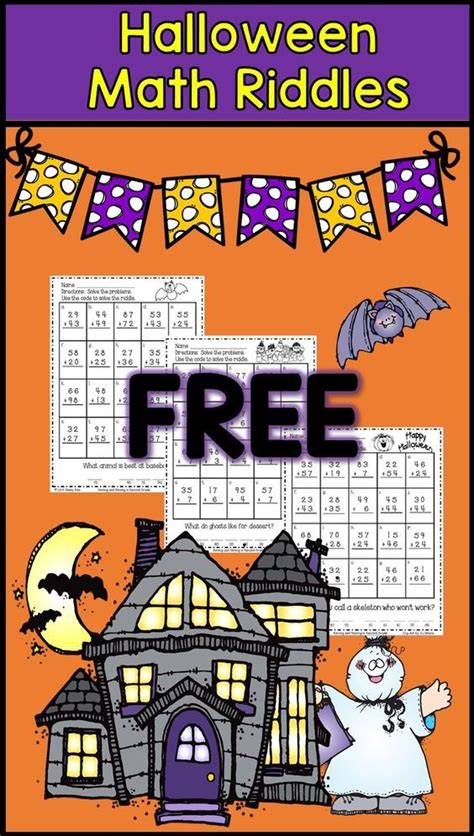 Halloween math riddles with 2-digit addition with regrouping--second ...