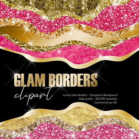 Glam Pink Border Clipart Glitter Pink Tear Borders Clipart - Etsy