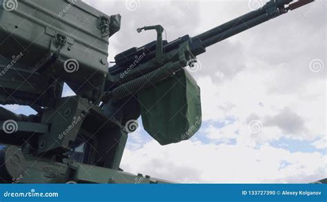 Machine Gun on Turret of Tank on Armor Exhibition 2018 Stock Footage ...