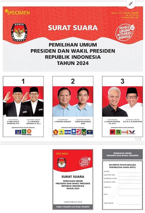 Begini Desain Surat Suara Pilpres 2024