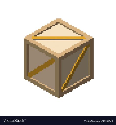 Pixelated wooden box pixel art isolated on white Vector Image