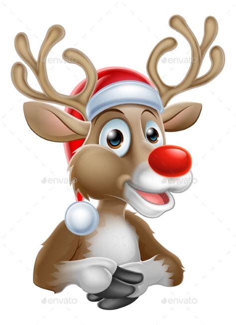 Christmas Reindeer Cartoon with Santa Hat | Christmas drawing, Christmas paintings, Christmas ...