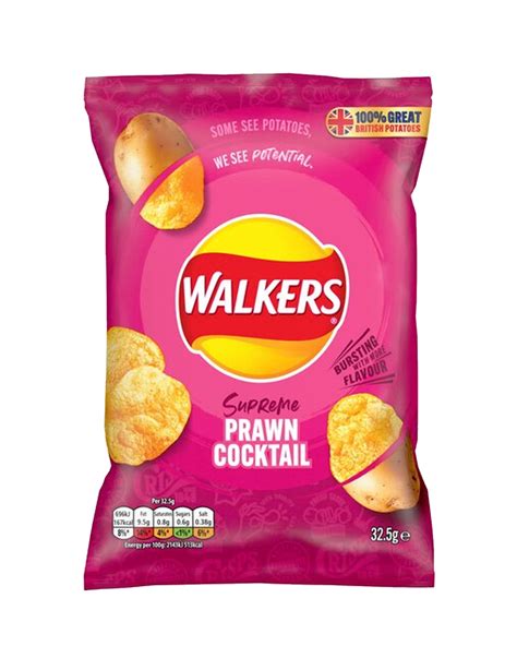 Walkers Prawn Cocktail Crisps 32.5g - Candy and Liquor