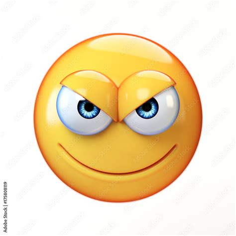 Evil emoji isolated on white background, mischievous emoticon 3d ...