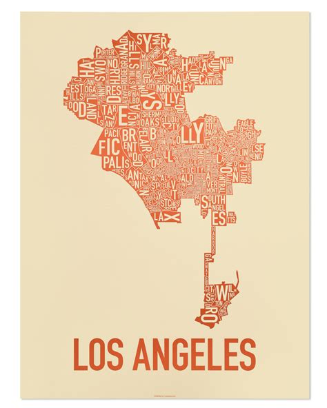 Los Angeles Neighborhood Type Map Posters & Prints