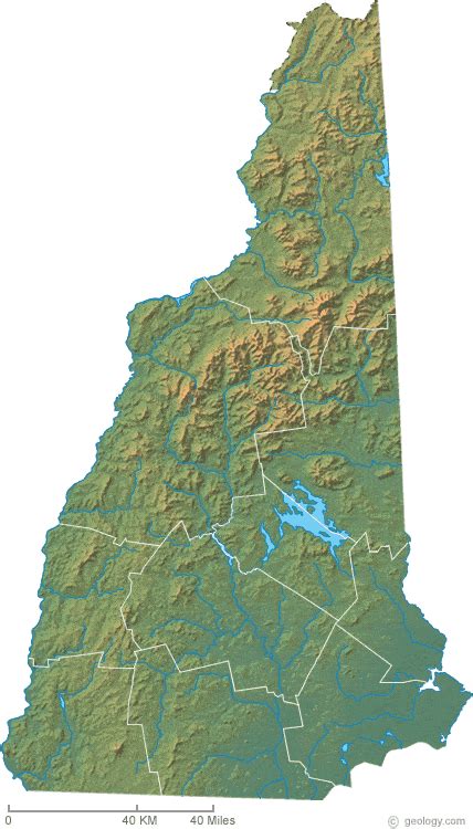 New Hampshire Physical Map and New Hampshire Topographic Map