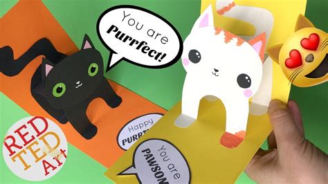 Easy 3D Cat Pop Up Card DIY - Birthday Card DIY - Valentine's Day DIY - Christmas Card DIY - YouTube