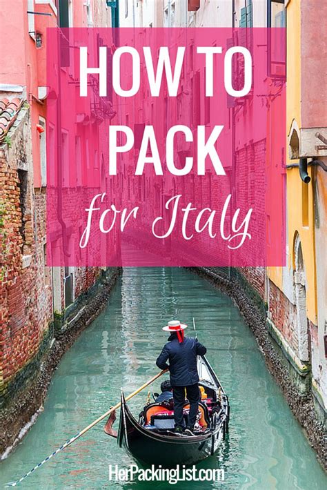 a man in a gondola with the words how to pack for italy