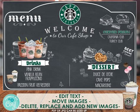 Starbucks Menu Coffee Board Café Shop Menu Board Poster - Etsy