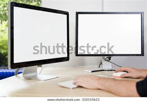 Modern Desk Dual Screen Keyboard Mouse: Over 43 Royalty-Free Licensable ...