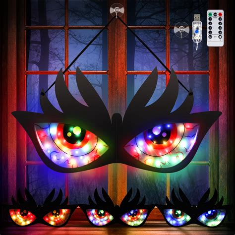 Extra Large 22" Halloween Decorations Spooky Eyes Window Lights, 50 LED ...