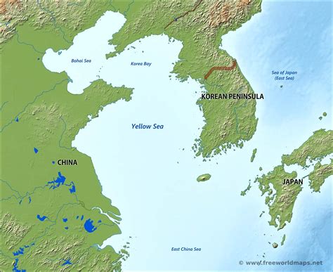 Yellow Sea map - by Freeworldmaps.net