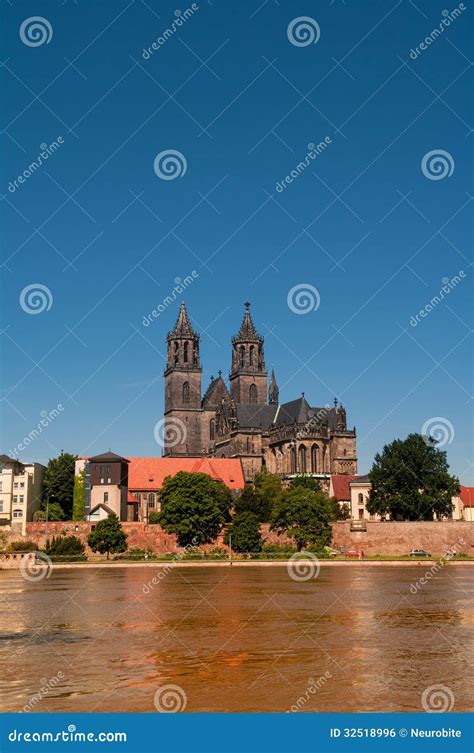 Flooding in Magdeburg, Cathedral at River Elbe, June 2013 Stock Photo - Image of european ...