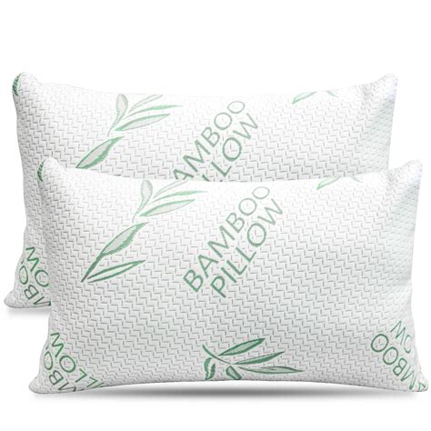 2 Pack King Size Bamboo Pillow, Memory Foam Bed Pillows with Washable ...