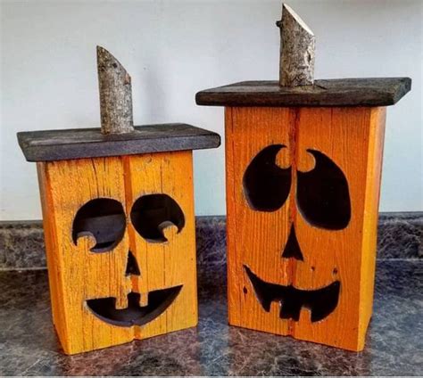 Reclaimed wood jack-o-lantern wood pumpkin lantern fall | Etsy