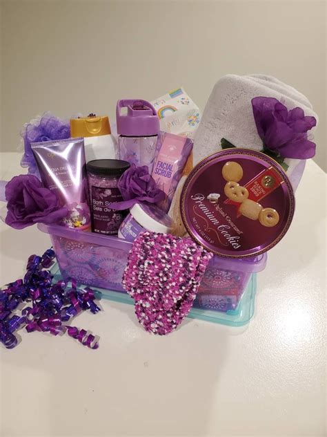 Purple Spa Gift Box Get Well Gift Basket Self Care Box Spa Gift Box Lavender Bath Gift Box Spa ...