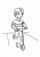 Boy Riding Razor Scooter Coloring Page sketch template
