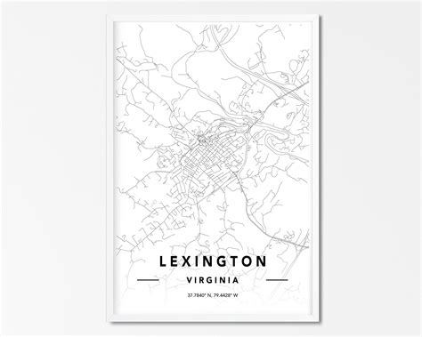 Lexington Virginia DIGITAL DOWNLOAD Map Lexington Map Print | Etsy