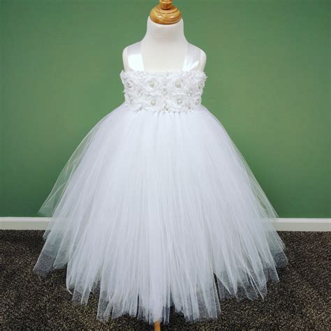 Toddler Tutu Dress/White Tutu Dress/Flower Girl Dress/Princess