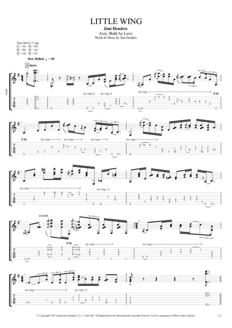 Little Wing by Jimi Hendrix - Full Score Guitar Pro Tab | mySongBook.com