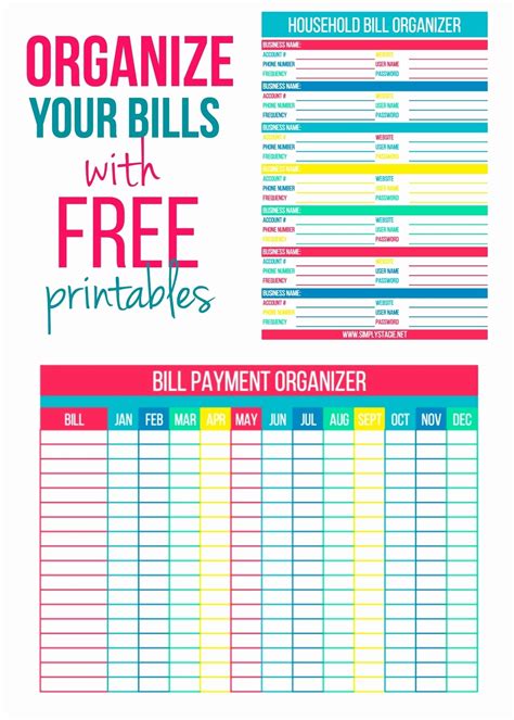 Free Printable Bill List