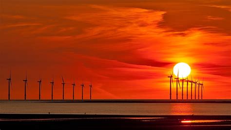 Wind Turbines at Sunset - Image Abyss