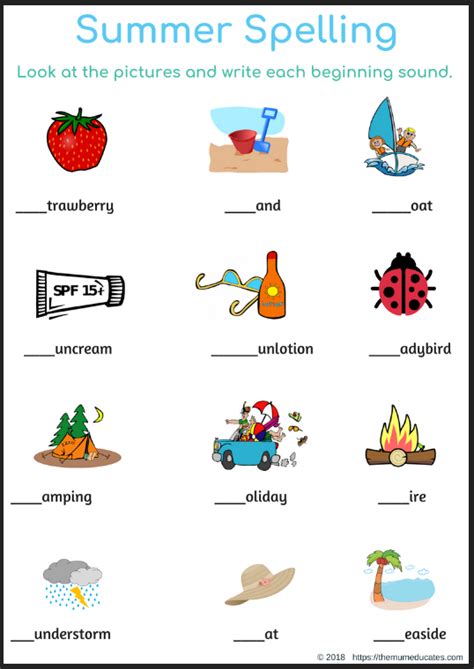 Summer Spelling: Beginning Sounds 1 - The Mum Educates