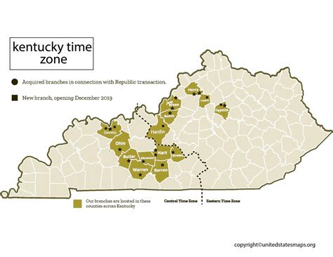 Kentucky Time Zone Map | Map of Time Zones Kentucky