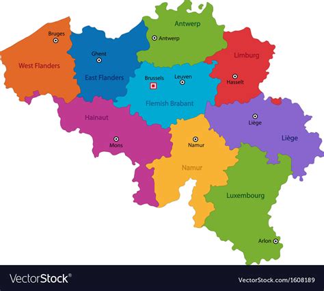 Belgium map Royalty Free Vector Image - VectorStock