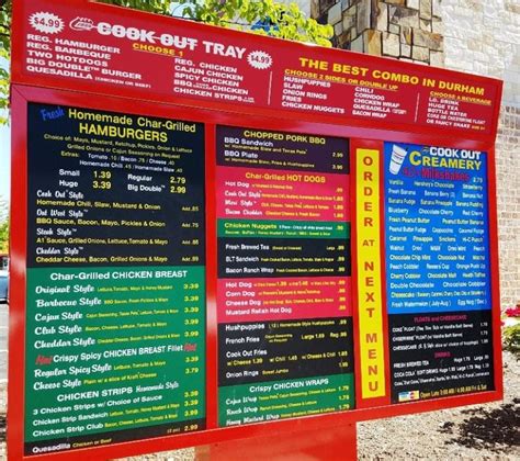 Cook Out's Menu, 2017 : pics