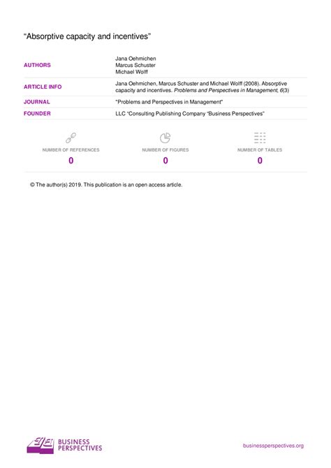 (PDF) Absorptive capacity and incentives