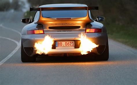 Flames from the exhaust of a Porsche and HD wallpaper | Pxfuel