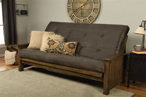 Washington Queen Wood Frame with Futon Mattress Rustic Walnut Finish – Futon World