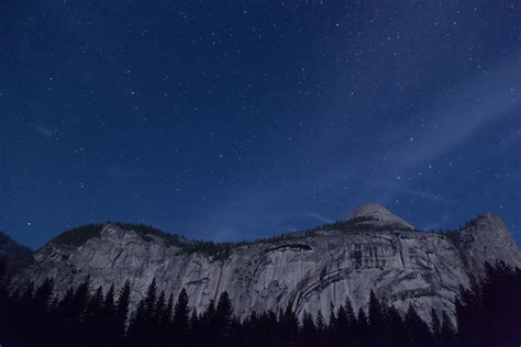 White rock mountain, stars, mountains, forest, night sky HD wallpaper ...