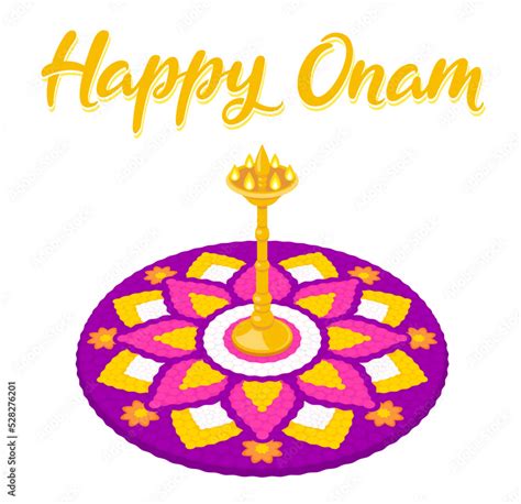 Happy Onam with floral pookalam Stock Vector | Adobe Stock