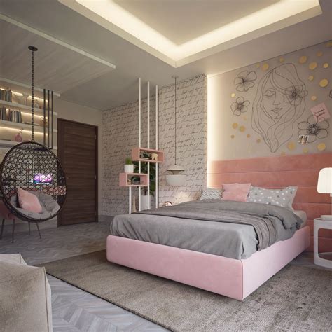 Pink and Grey Bedroom on Behance | Amazing bedroom designs, Beautiful dorm room, Small room bedroom